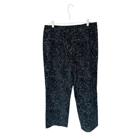 Talbots Black Velvet Jacquard Brocard Career Straight Leg Dress Pant Size 16 - Picture 7 of 11